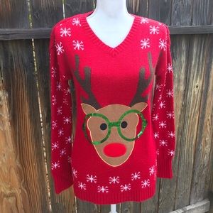 “Ugly” Christmas Sweater - Rudolph (Red)